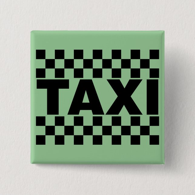 Badge Carré 5 Cm Taxi ~ Taxi Cab ~ Voiture À Louer (Devant)