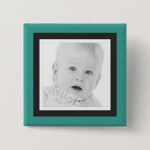 Badge Carré 5 Cm Teal mignon et photo grise d'Instagram