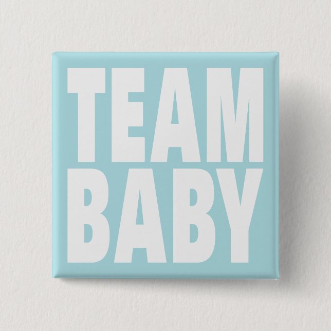 Badge Carré 5 Cm Team Baby on Blue (Devant)