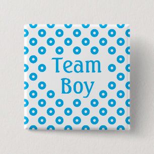 Badge Carré 5 Cm "Team Boy" White Polka Point Prédiction genre