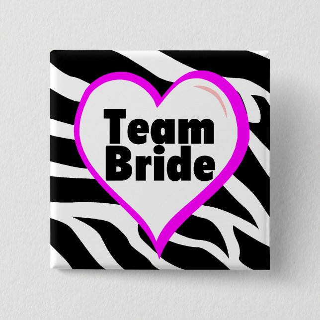 Badge Carré 5 Cm Team Bride Zebra Stripes (Devant)