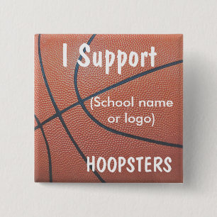 Badge Carré 5 Cm Team Spirit_Basketball texture_I Support Hoopsters