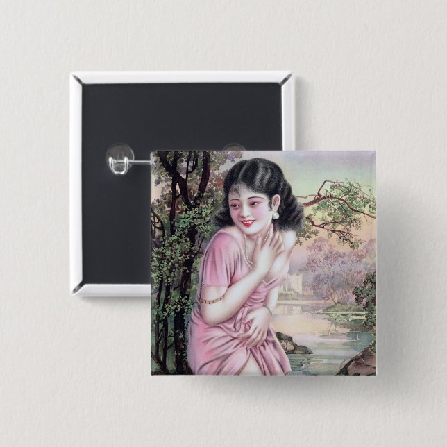 Badge Carré 5 Cm Tease en Stream Oasis par Shanghai China Girl (Devant & derrière)