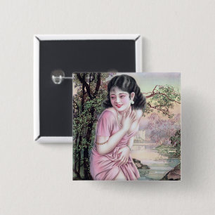 Badge Carré 5 Cm Tease en Stream Oasis par Shanghai China Girl