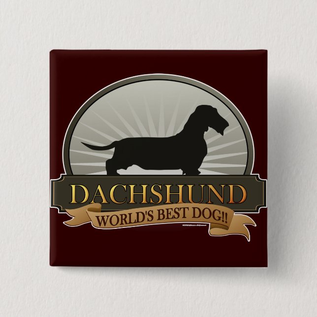 Badge Carré 5 Cm Teckel [à poils durs] (Devant)