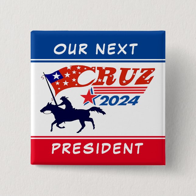 Badge Carré 5 Cm Ted Cruz : Notre prochain président (Devant)