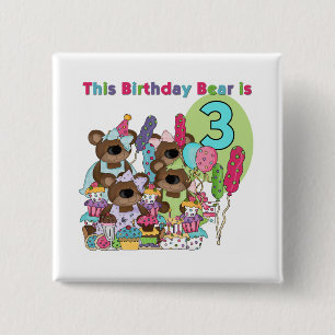 Badge Carré 5 Cm Teddy Bear Party 3e Anniversaire Tshirts et cadeau