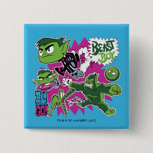 Badge Carré 5 Cm Teen Titans Go!   Beast Boy Shapeshifts