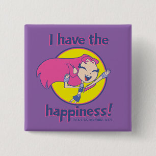 Badge Carré 5 Cm Teen Titans Go !   Starfire "I have the Happiness
