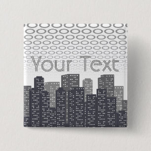 Badge Carré 5 Cm Teintes de gris de paysage urbain personnalisé ave