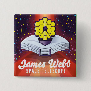 Badge Carré 5 Cm Télescope spatial James Webb.