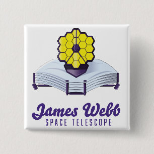 Badge Carré 5 Cm Télescope spatial James-Webb. Bouton