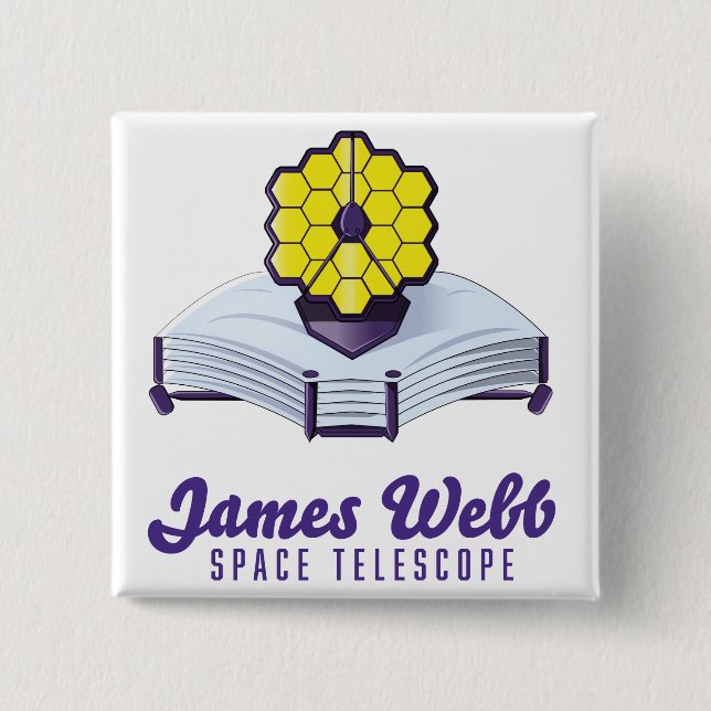 Badge Carré 5 Cm Télescope spatial James-Webb. Bouton (Devant)