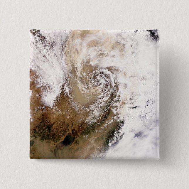 Badge Carré 5 Cm Tempête de poussière dans le nord de la Chine (Devant)