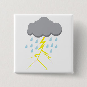 Badge Carré 5 Cm Tempête de tonnerre et éclairs