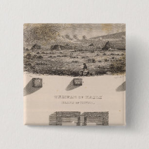 Badge Carré 5 Cm Temple de Kaili, île d'Hawaï, Hawaï