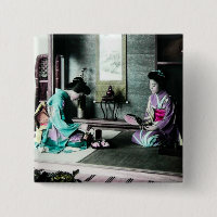 Temps de thé pour deux dans le vieux geisha de cru