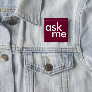 Badge Carré 5 Cm Tendance Couleur Bourgogne Foncé - Bouton Me Deman
