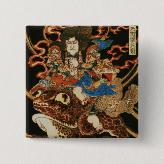 Badge Carré 5 Cm Tenjiku Tokubei équitation géant Toad Kuniyoshi Fi