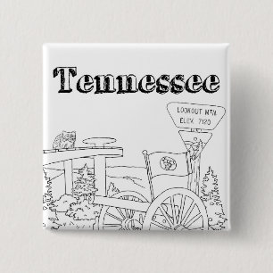 Badge Carré 5 Cm Tennessee Symboles d'État volontaire Images d'État