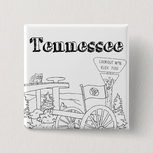 Badge Carré 5 Cm Tennessee Symboles d'État volontaire Images d'État (Devant)