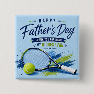 Badge Carré 5 Cm Tennis Fête des Pères pour Papa Raquette et Balle