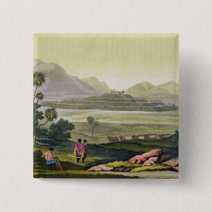 Badge Carré 5 Cm Teocalli, le grand temple chez Tenochtitlan,