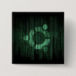 Badge Carré 5 Cm Terminal vert de Linux