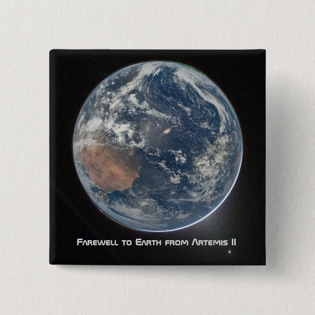 Badge Carré 5 Cm Terre depuis Artemis II (Devant)
