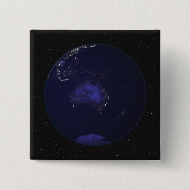 Badge Carré 5 Cm Terre entière la nuit montrant les lumières de la  (Devant)