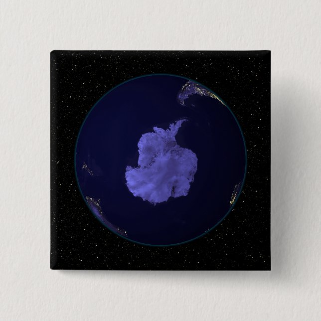 Badge Carré 5 Cm Terre entière la nuit montrant les lumières de la  (Devant)