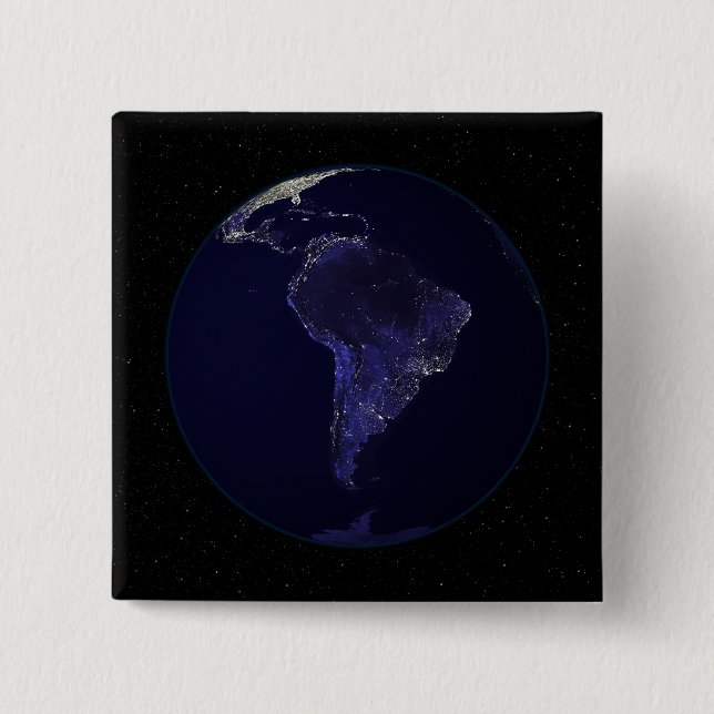 Badge Carré 5 Cm Terre entière la nuit montrant les lumières de la  (Devant)