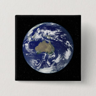 Badge Carré 5 Cm Terre entièrement éclairée centrée sur l'Australie