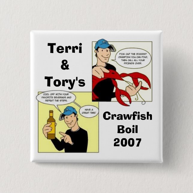 Badge Carré 5 Cm Terri&Tory, CrawfishBoil2007 (Devant)