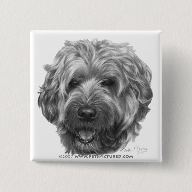 Badge Carré 5 Cm Terrier blond comme les blés Doux-Enduit (Devant)