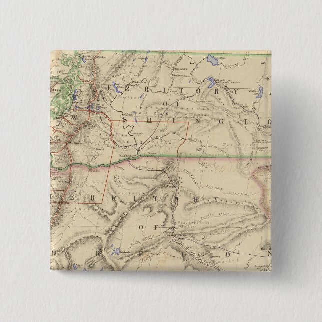 Badge Carré 5 Cm Territoires de Washington et de l'Oregon (Devant)