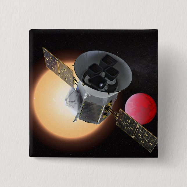 Badge Carré 5 Cm TESS Planet Hunter Spacecraft (Devant)