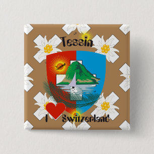 Badge Carré 5 Cm Tessin - Ticino - Suisse - Svizzera Buttons