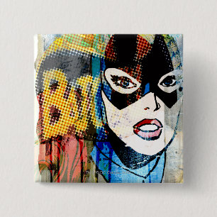 Badge Carré 5 Cm Tête Batgirl