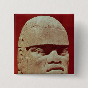 Badge Carré 5 Cm Tête colossale, Olmec