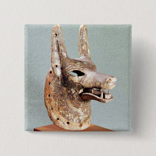 Badge Carré 5 Cm Tête d'Anubis, avec une mâchoire articulée