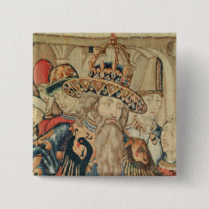 Badge Carré 5 Cm Tête de Charlemagne, atelier de Tournai