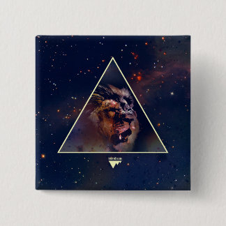 Badge Carré 5 Cm Tête de lion de triangle de galaxie - Trendium