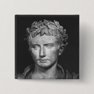 Badge Carré 5 Cm Tête d'empereur Augustus