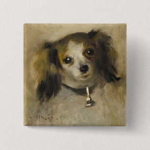 Badge Carré 5 Cm Tête d'un chien, 1870 (huile sur la toile)