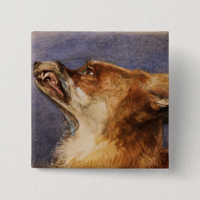 Badge Carré 5 Cm Tête d'un Fox (Devant)