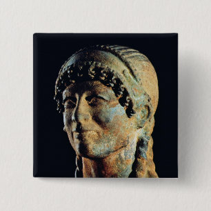 Badge Carré 5 Cm Tête d'une femme d'Etruscan