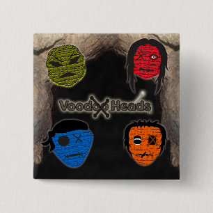 Badge Carré 5 Cm Têtes vaudou ~ Grotte