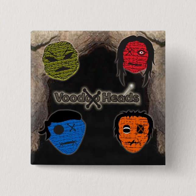 Badge Carré 5 Cm Têtes vaudou ~ Grotte (Devant)