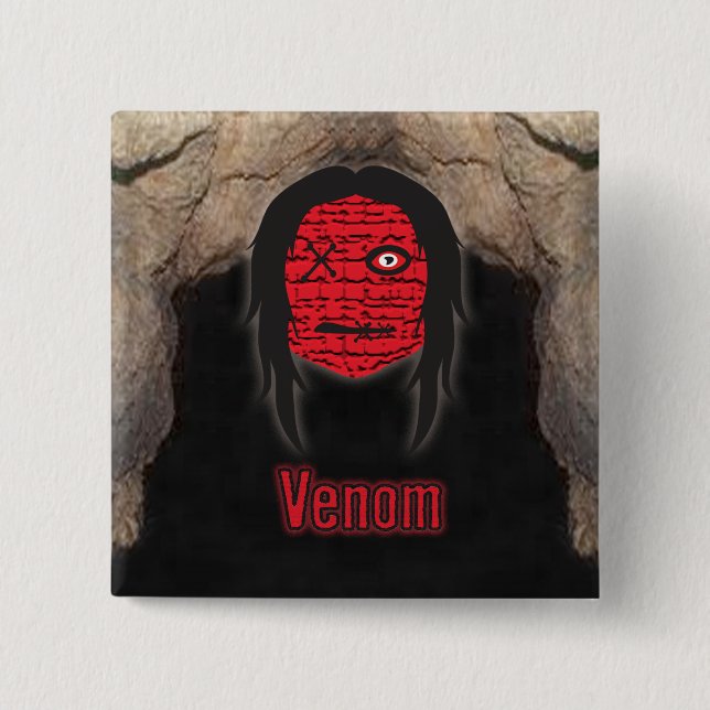 Badge Carré 5 Cm Têtes vaudou ~ Grotte (Devant)